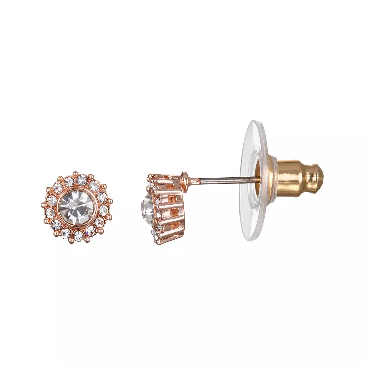 LC Lauren Conrad Small Haloed Pave Button Earrings | Kohl's