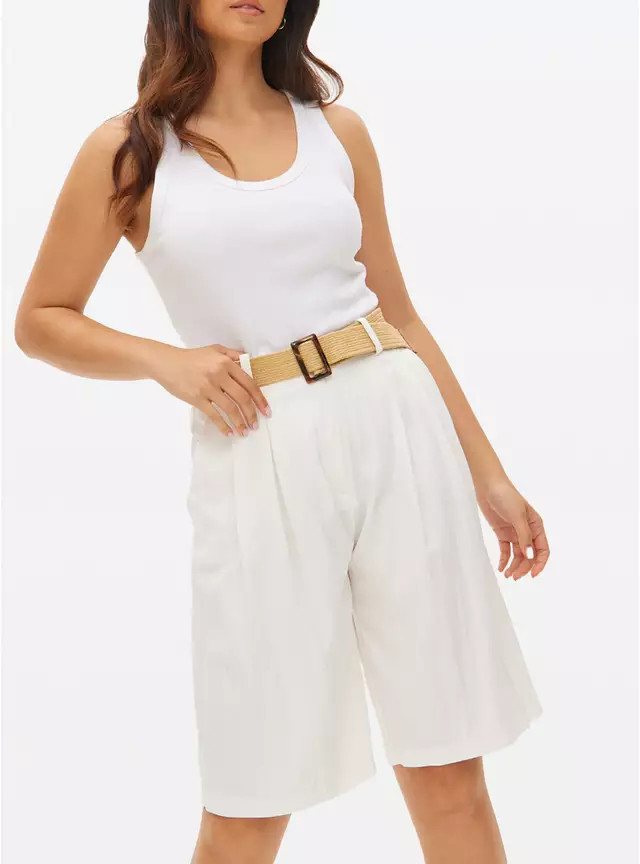 White Belted Longline Co-ord Shorts  8 | Tu Clothing