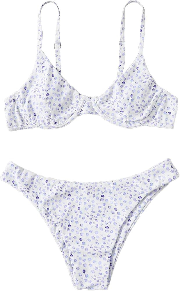 Verdusa Women's 2 Piece Triangle Bikini High Cut Bathing Suit Swimsuit | Amazon (US)