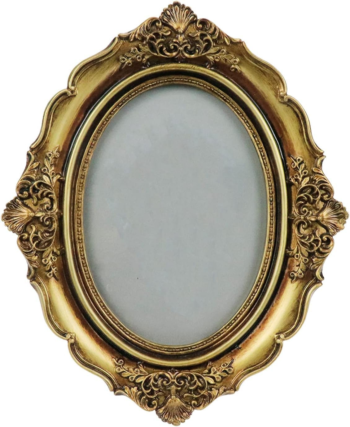 Bitray Vintage Picture Frame 5 x 7 Inch Oval Elegant Antique Photo Frames with Glass Front, Light... | Amazon (US)