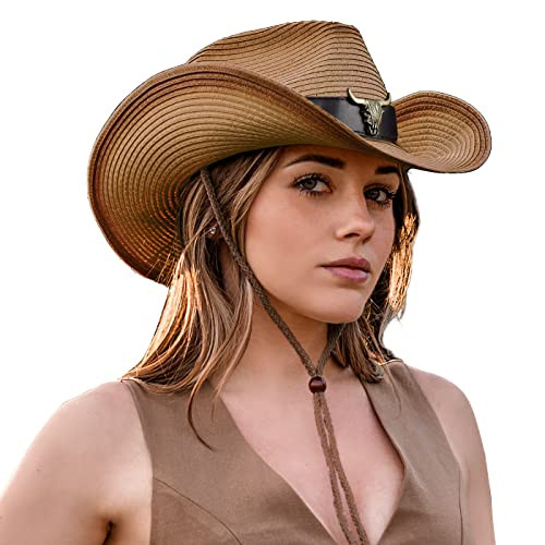 EW East Water Straw Cowboy Hats for Men Women Cowgirl Hat Cowboy Western Hats for Women Men with Woven Straw Cowgirl Hats | Amazon (US)