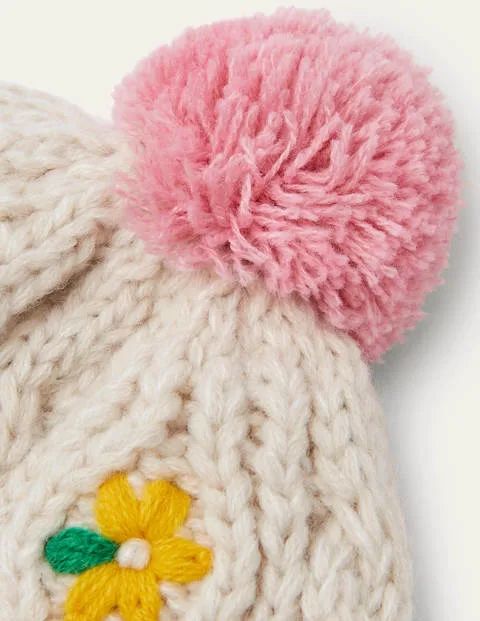 Embroidered Knitted Hat - Ecru Marl | Boden US | Boden (US)