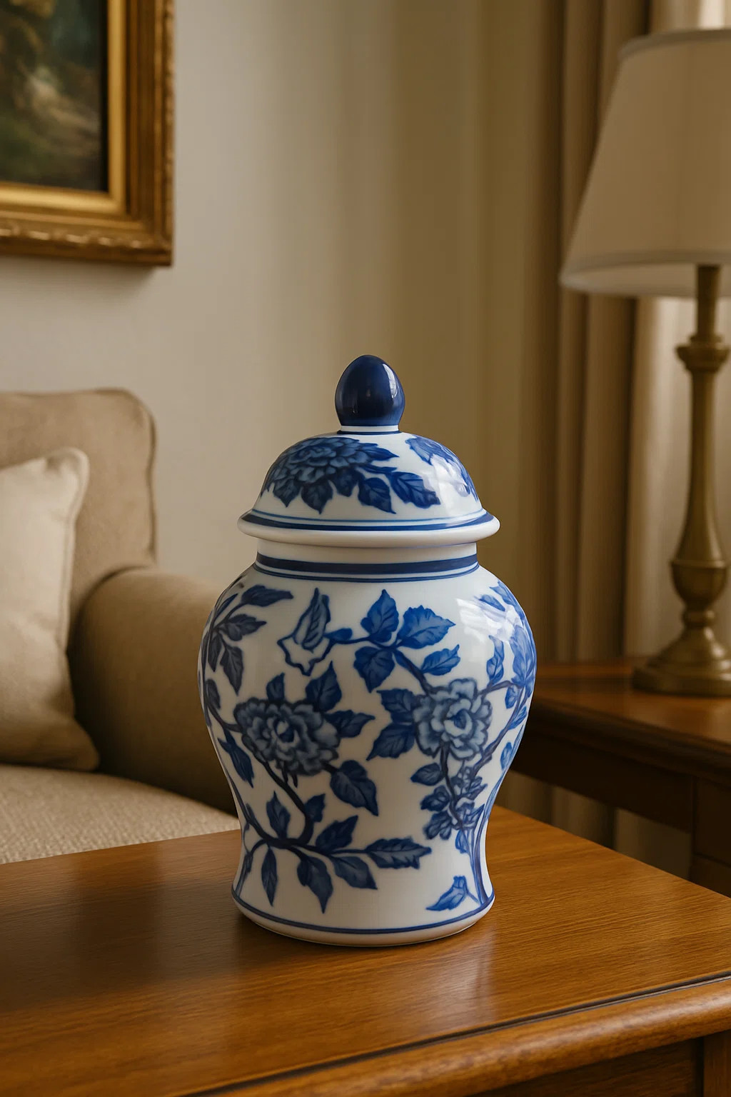 Gherghina Chinoiserie Blue & White Ceramic Lidded Jar | Wayfair | Wayfair North America