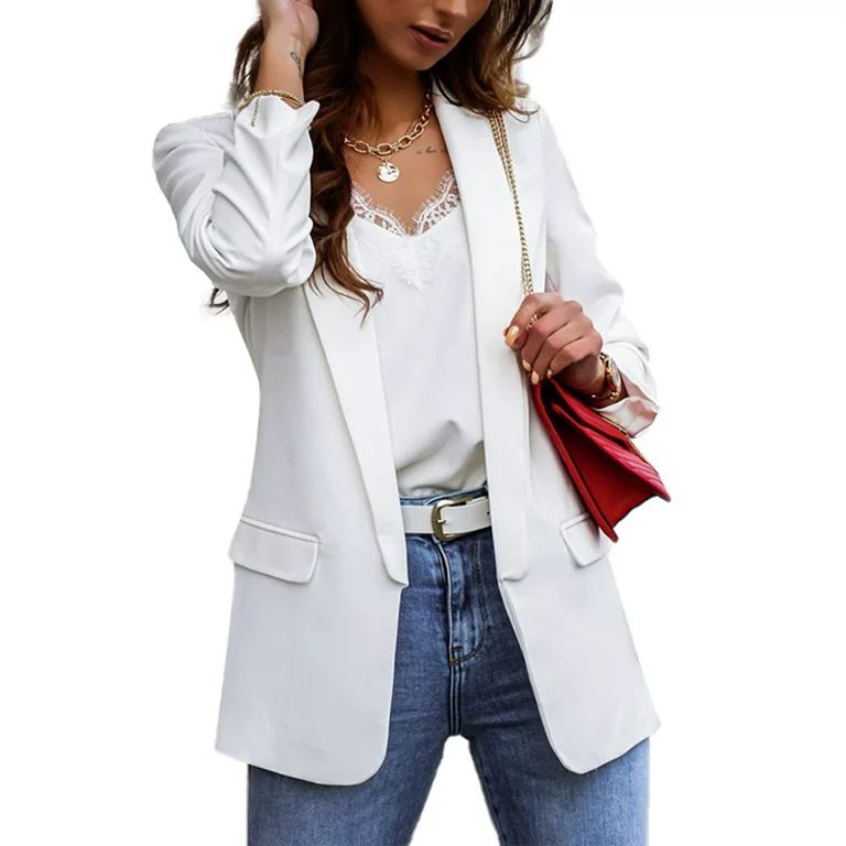 Women Autumn Long Sleeve Casual Loose Blazer Suit Jacket Coat Ladies Slim Fit Lapel Office Work L... | Walmart (US)