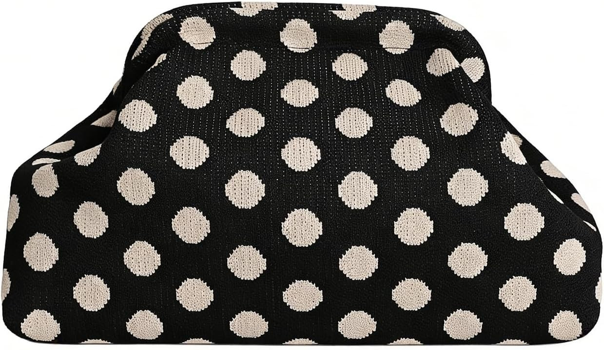Polka Dot Purse Retro Clutch Minimalist Dumpling Bag Small Vintage Evening Handbag for Women | Amazon (US)