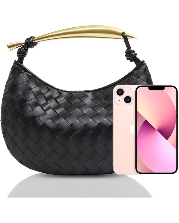 Bisadon Woven Handbag Soft Leather Fashion Dumpling Bags Clutch Purse Handmade Hobo Bags for Wome... | Amazon (US)