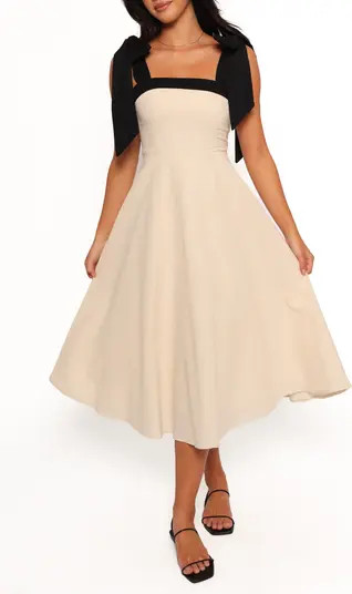 Petal & Pup Olinda Contrast Detail Cotton & Linen Midi Sundress | Nordstrom | Nordstrom