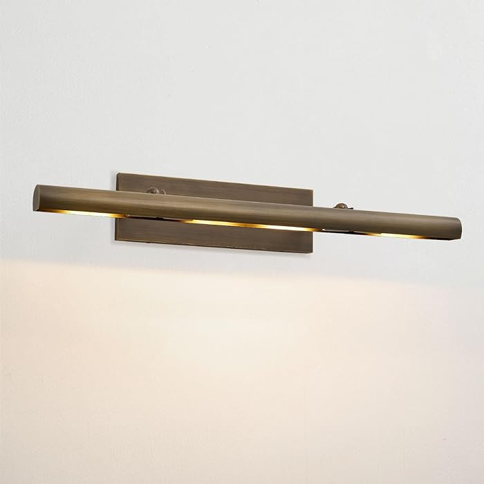 Hardwired Aged Brass Picture Light: 30" Long Rotatable Vintage Antique Gallery Artwork Display Li... | Amazon (US)