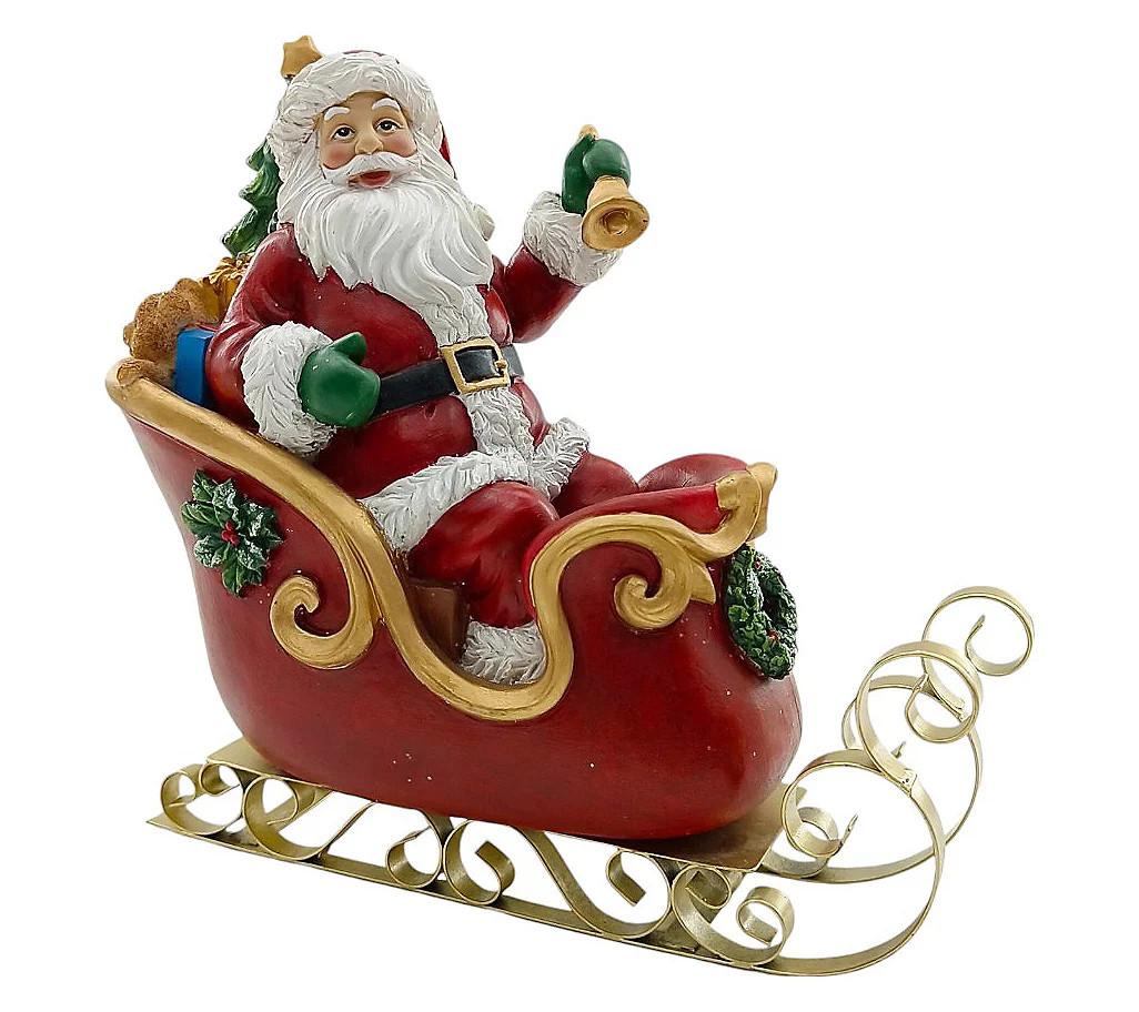 RC Home Decor 10"" Resin Santa Claus Riding Sled Decoration | QVC