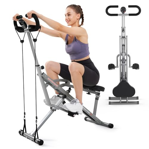 Sportsroyals Squat Machine for Home,Rodeo Core Exercise Machine,330lbs Foldable,Adjustable 4 Resistance Bands,Ride & Rowing Machine for Botty Glutes Butt Thighs,Ab Back/Leg Press Hip Thrust | Amazon (US)