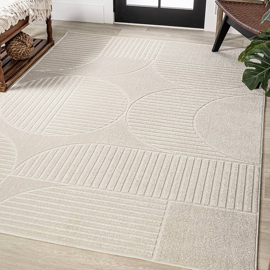 JONATHAN Y SCN104B-9 Nordby High-Low Geometric Arch Scandi Striped Ivory/Cream 9 ft. x 12 ft. Ind... | Amazon (US)