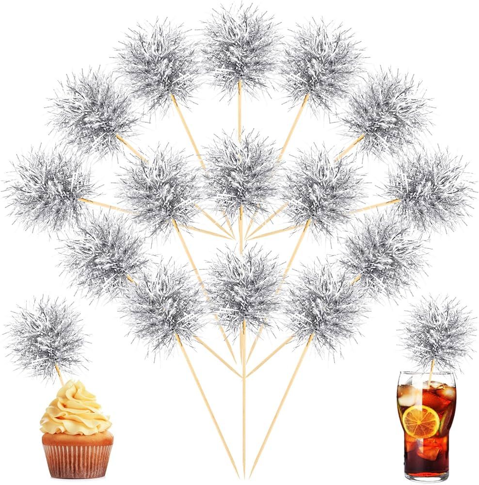 100 Pcs Foil Firework Cupcake Toppers Sparkle Tinsel Cake Toppers Cake Decoration Cocktail Fruit ... | Amazon (US)