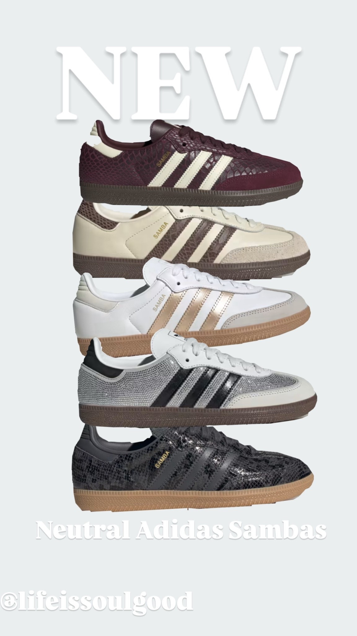 New in selling fast women’s Adidas, samba, neutral, tennis shoes, sneakers, burgundy, tan, brown, black, and sparkle

#LTKGiftGuide #LTKOver40 #LTKActive