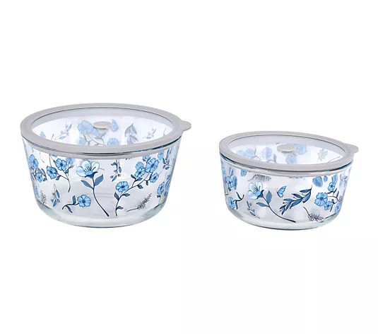 Temp-tations Set of 2 Borosilicate Glass Bowls w/ Vented Lids - QVC.com | QVC