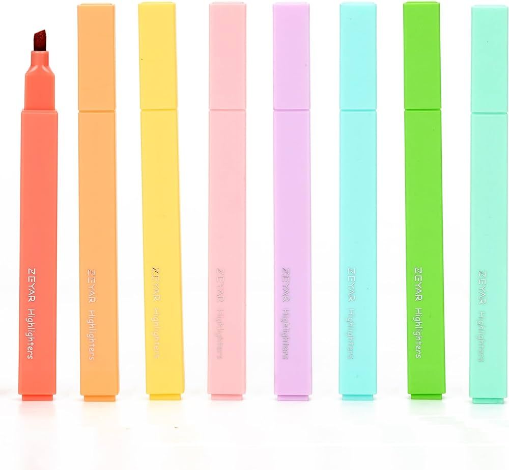 ZEYAR Aesthetic Cute Highlighter Pens, Cream colors, Chisel Tip, Water Based, Quick Dry, No Bleed... | Amazon (US)