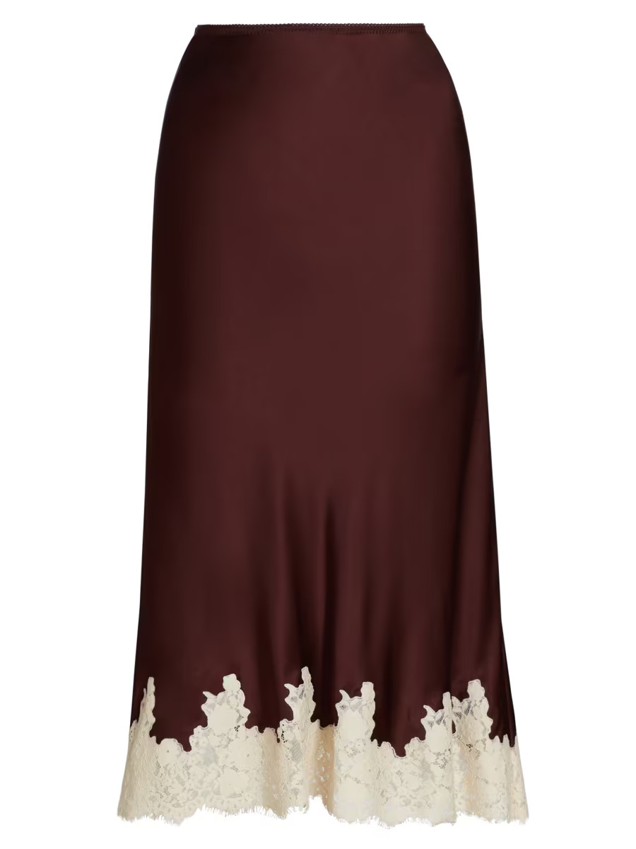 Elowen Silk Lace-Trim Skirt | Saks Fifth Avenue