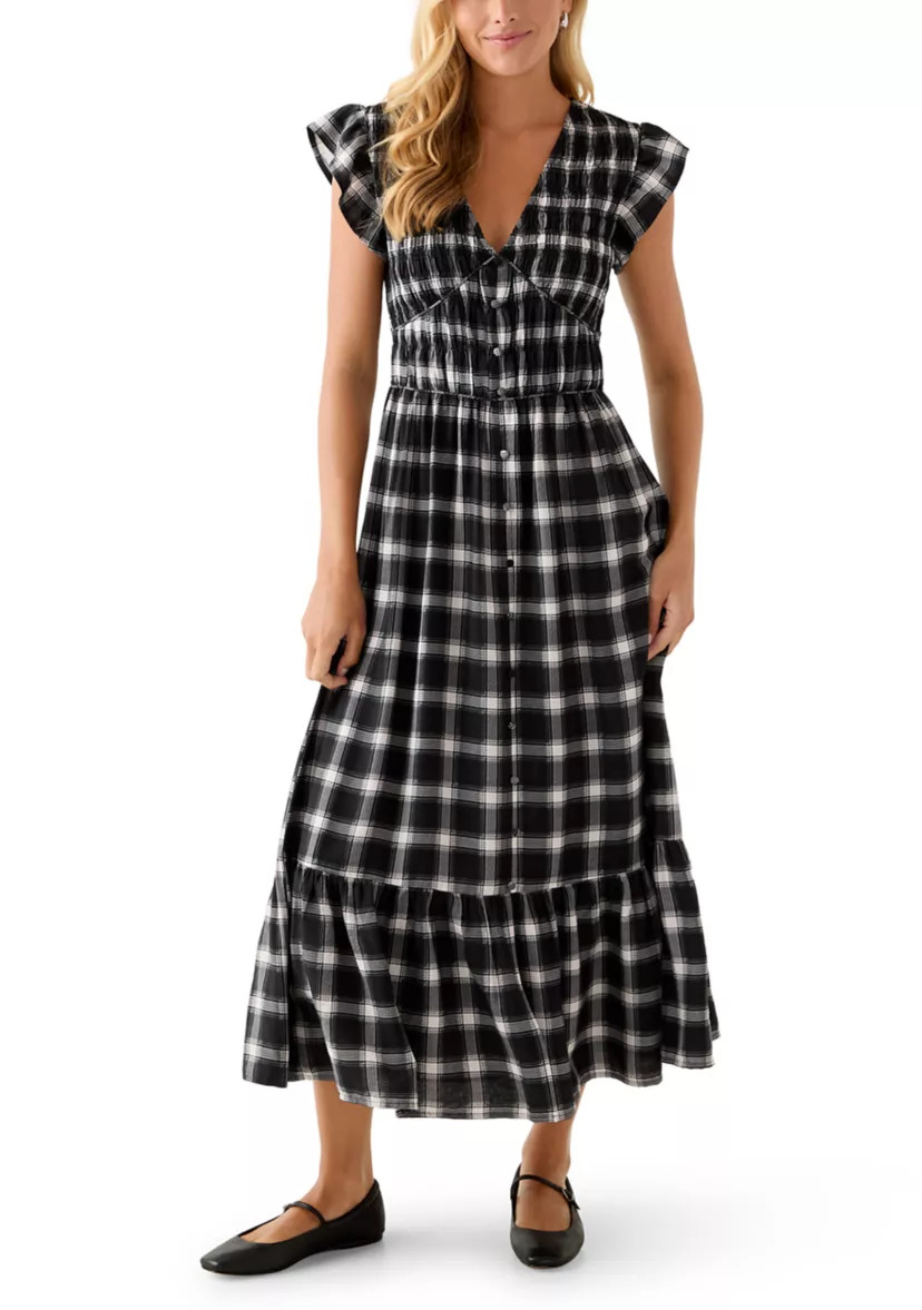 Women's Flutter Sleeve Button Down Maxi Dress | Belk