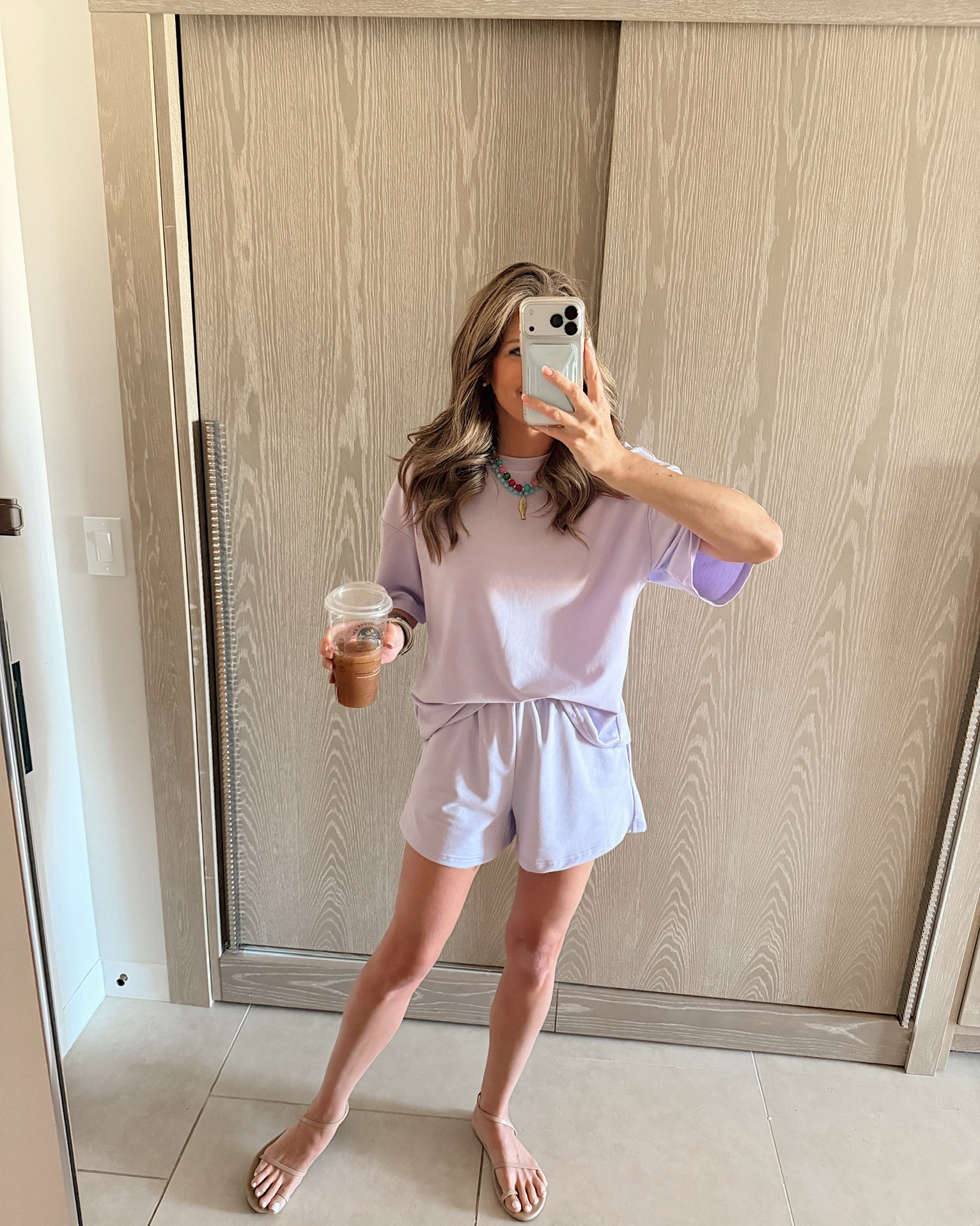 Spring lounge set in a small, sandals, necklaces and accessories - fits tts.

#LTKootd #LTKSeasonal #LTKgrwm