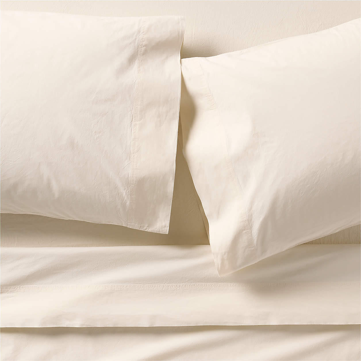 Favorite Washed Organic Cotton Undyed King Bed Sheet Set + Reviews | Crate & Barrel | Crate & Barrel