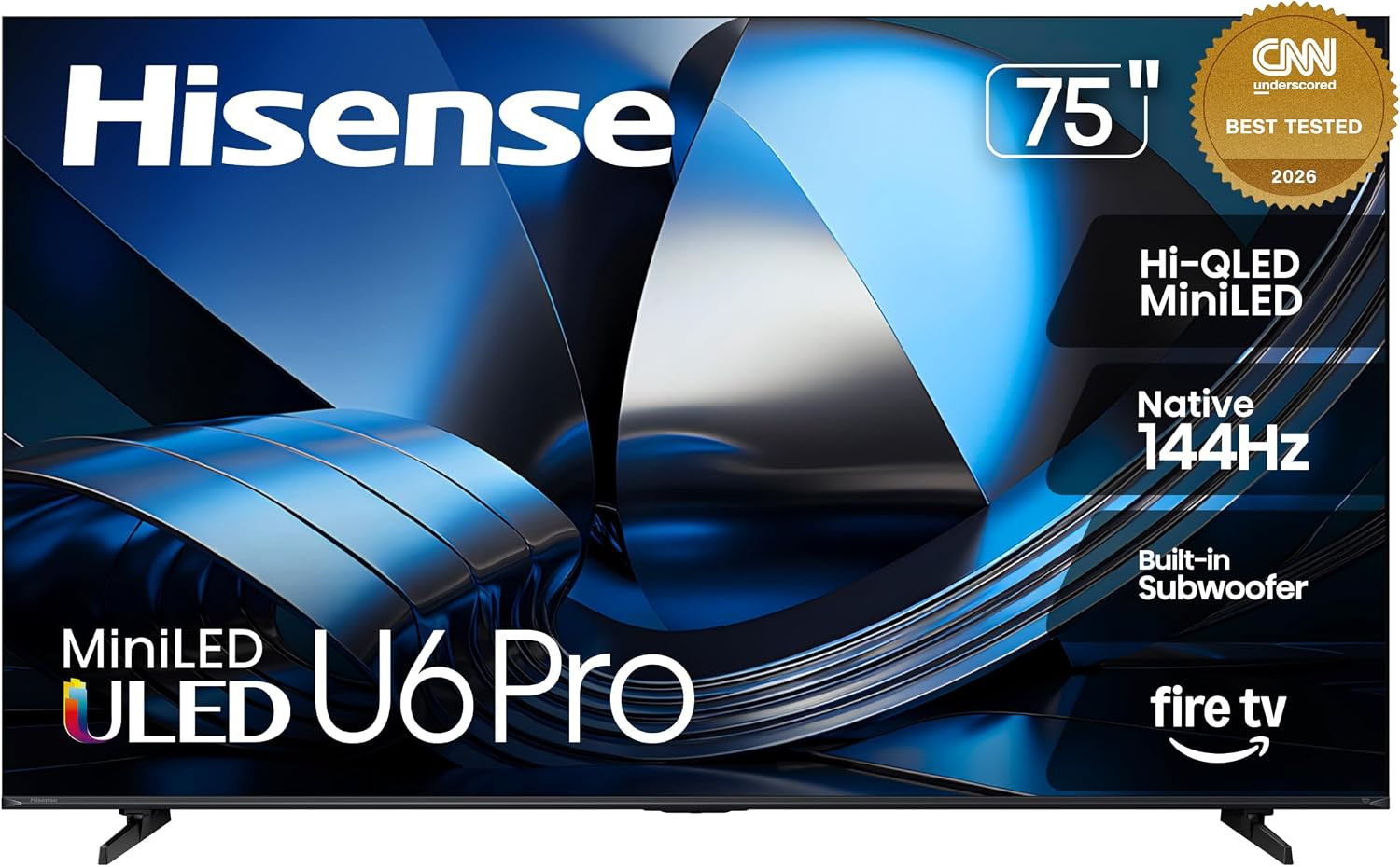 Hisense 75" U6 Pro Series Mini‑LED ULED 4K UHD HDR Gaming AI Smart Fire TV (75U6SF Pro, 2026 New) – Hi-QLED, Native 144Hz, Motion Rate 480, Dolby Vision IQ · Atmos, HDR10+, Glare-Free, Alexa+ | Amazon (US)