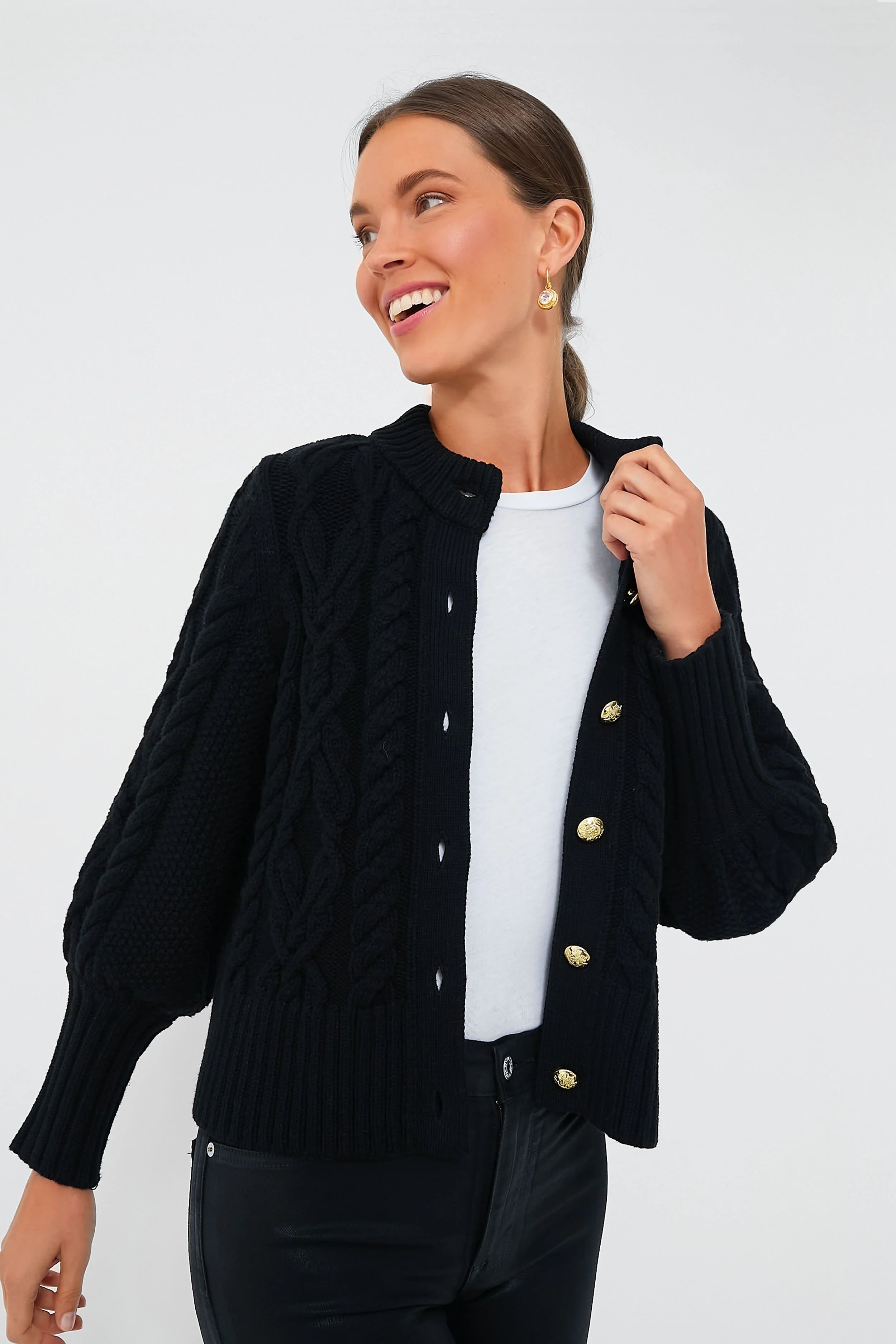 Black Cotton Colette Cardigan | Tuckernuck (US)