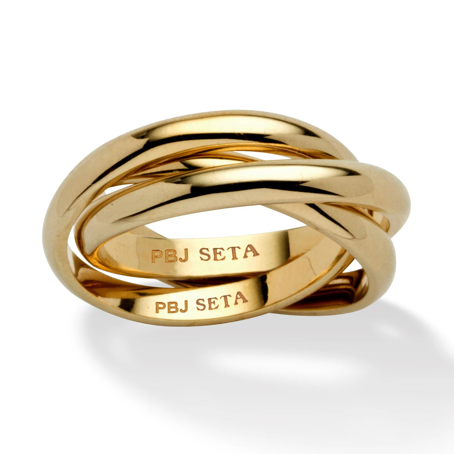 Yellow Gold-Plated Rolling Triple Band Crossover Ring | Shop Simon