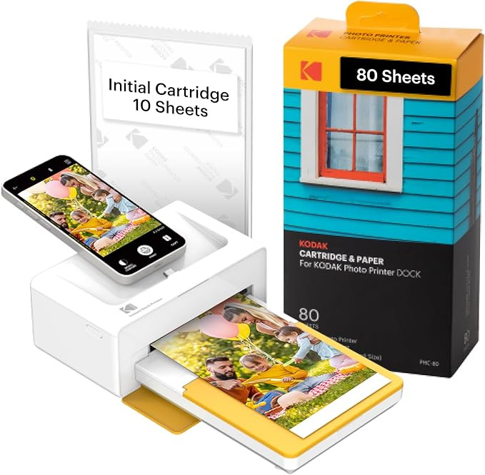 KODAK Dock Plus 4PASS Instant Photo Printer, 4x6 inches, 50 Sheets Bundle | Amazon (US)