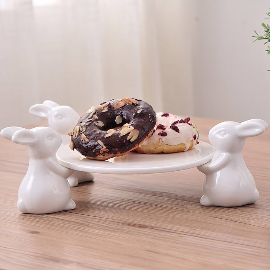 Bunny Rabbit Ceramic plate,Dishes for Dessert Food Server Tray,cute Cake Stand, Tableware Crafts ... | Amazon (US)