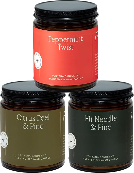 Fontana Candle Co Wood Wick Beeswax Candle, Holiday Candle Bundle | Amazon (US)