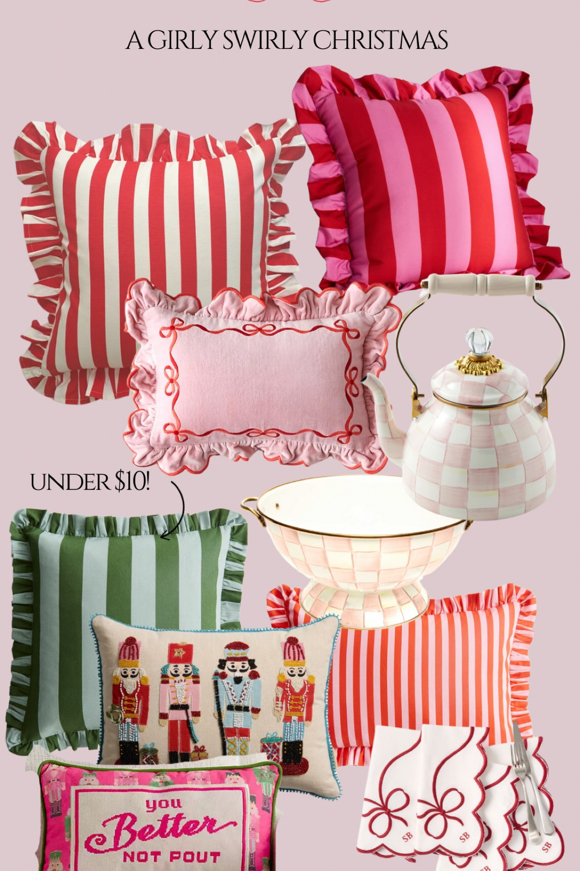 If you love all things feminine and pink, these will tickle your fancy this Christmas! 

Jcollinscurated Collins curated, pink and red, stripe, McKinzie Childs, needlepoint pillow, cabana stripe, bows, bow lover 

#LTKhome #LTKfindsunder50 #LTKSeasonal