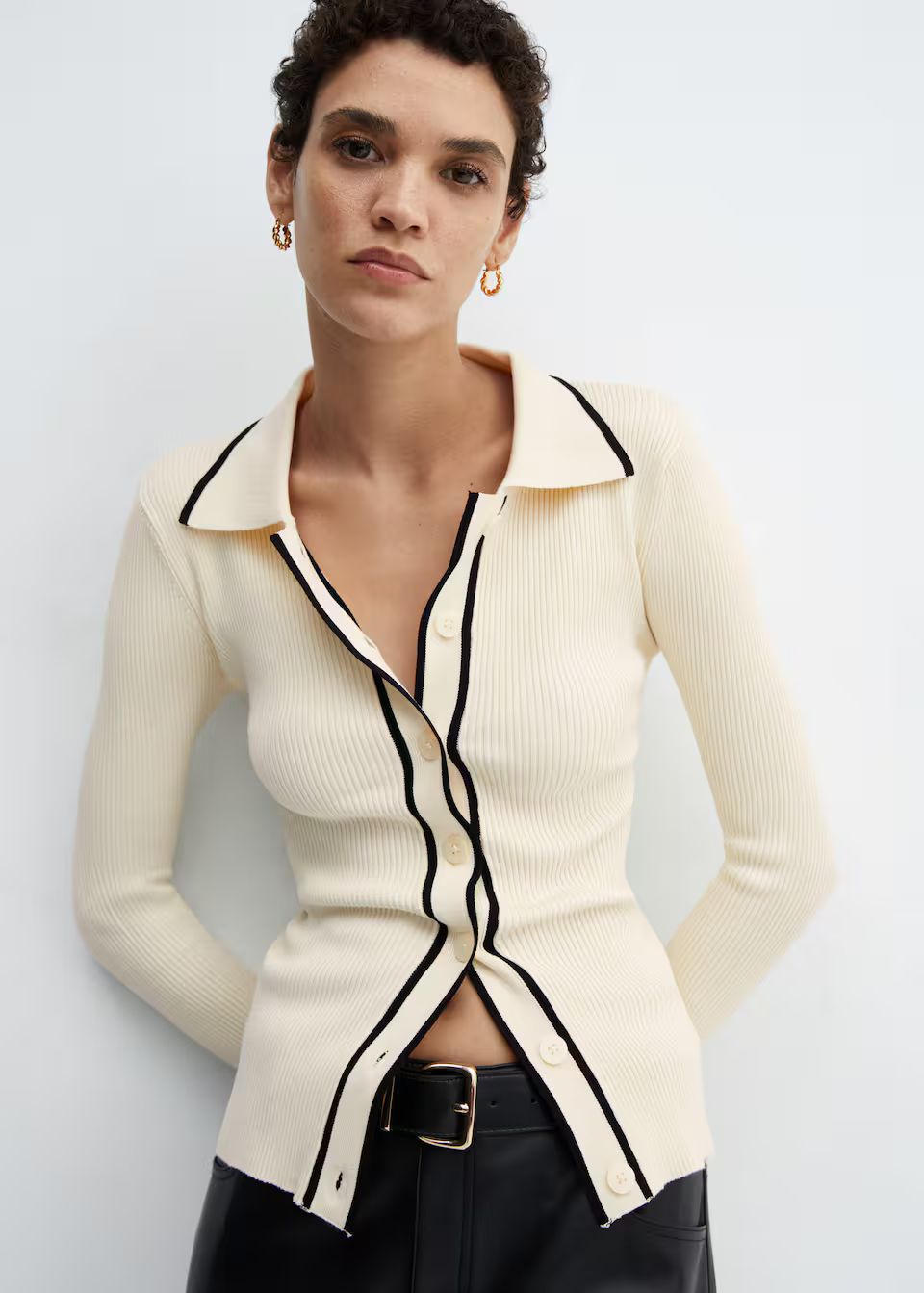 Contrast trims cardigan -  Women | Mango USA | MANGO (US)
