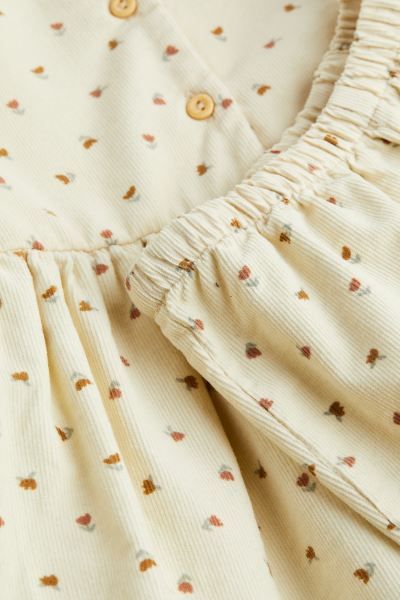 Cotton Corduroy Dress and Puff Pants - Light beige/floral - Kids | H&M US | H&M (US + CA)