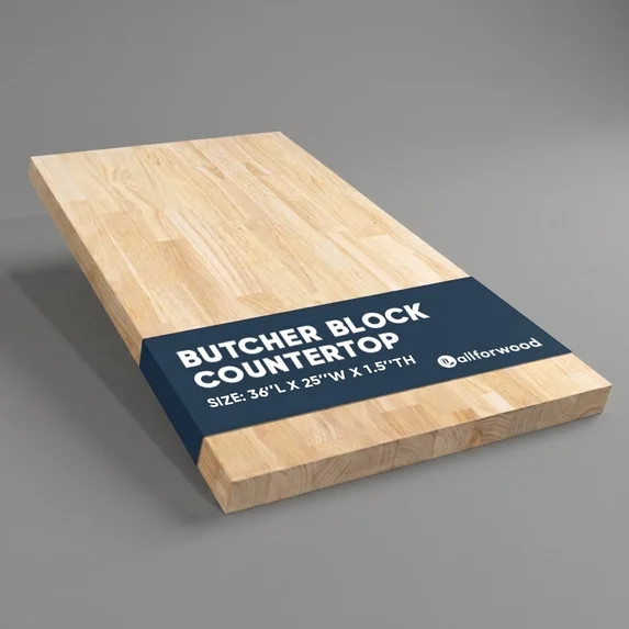 allforwood 36''L x 25''W x 1.5''Th Hevea Wood Butcher Block Countertop, 3ft L x 25" W, 1.5in Thic... | Walmart (US)