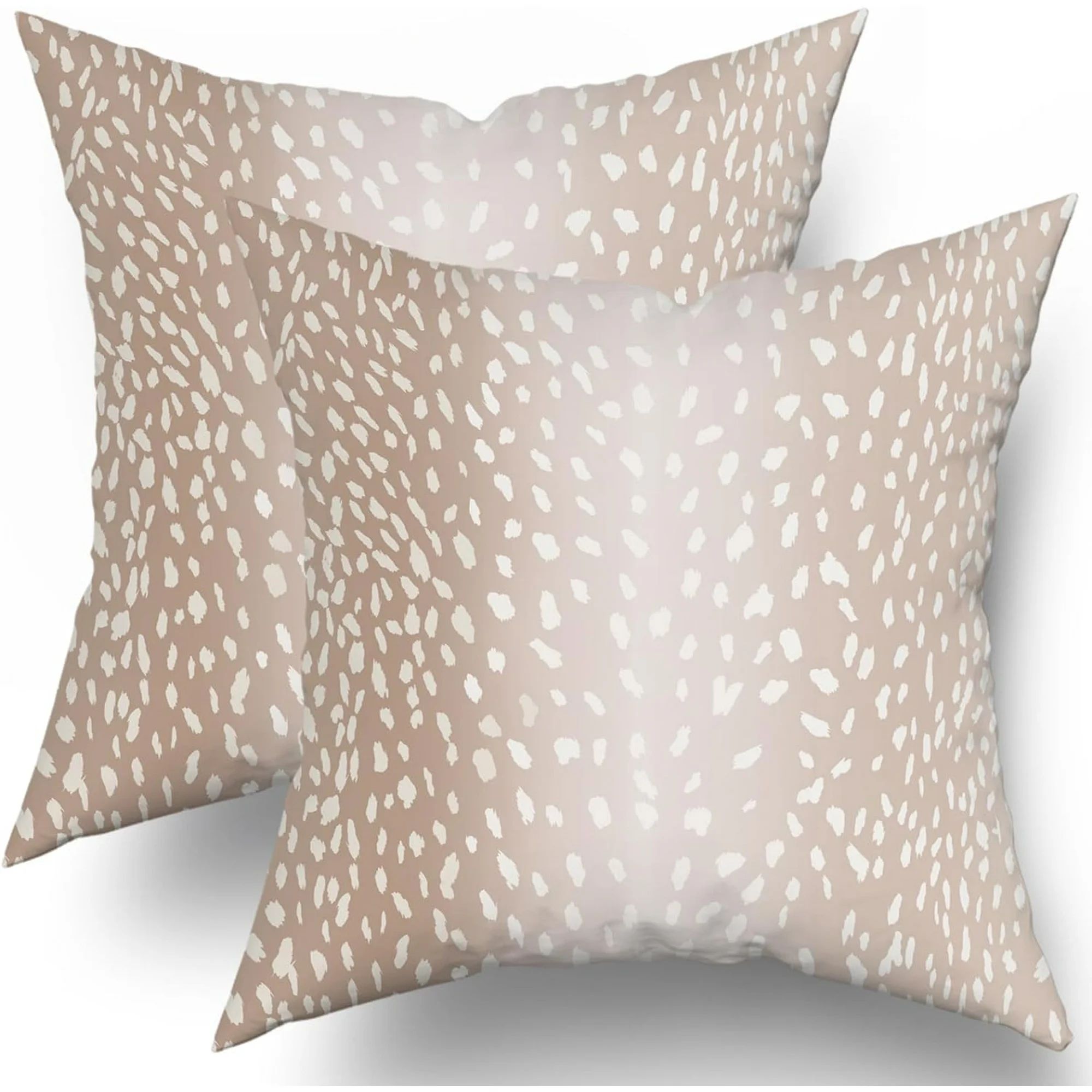 Antelope Pillow Covers 18x18 Inch Set of 2 Beige and White Faux Fawn Animal Print Decorative Thro... | Walmart (US)