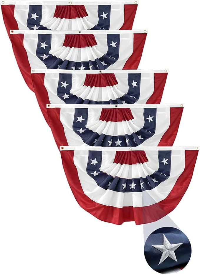 5Pack American Pleated Fan Flag 1.5x3 Ft USA Patriotic Bunting 4th of July Bunting Flags Decor Ou... | Amazon (US)