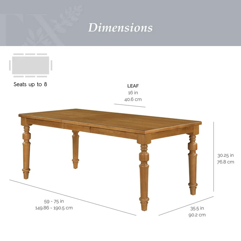 My Texas House Perry Extended Dining Table, Warm Brown Finish | Walmart (US)