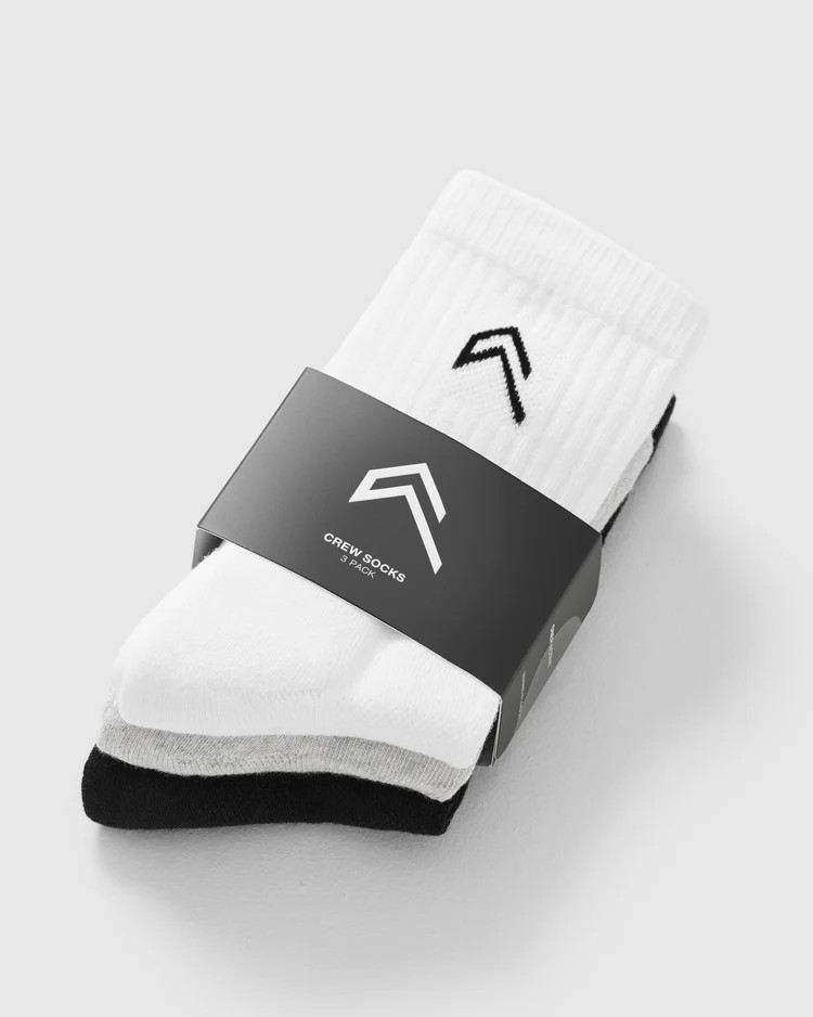 Crew Socks 3 Pack 
 Grey/White/Black | Oner Active (UK / US)
