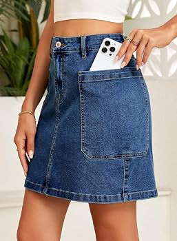 Sidefeel Women's Cargo Pocket Straight Denim Skirt | Amazon (US)