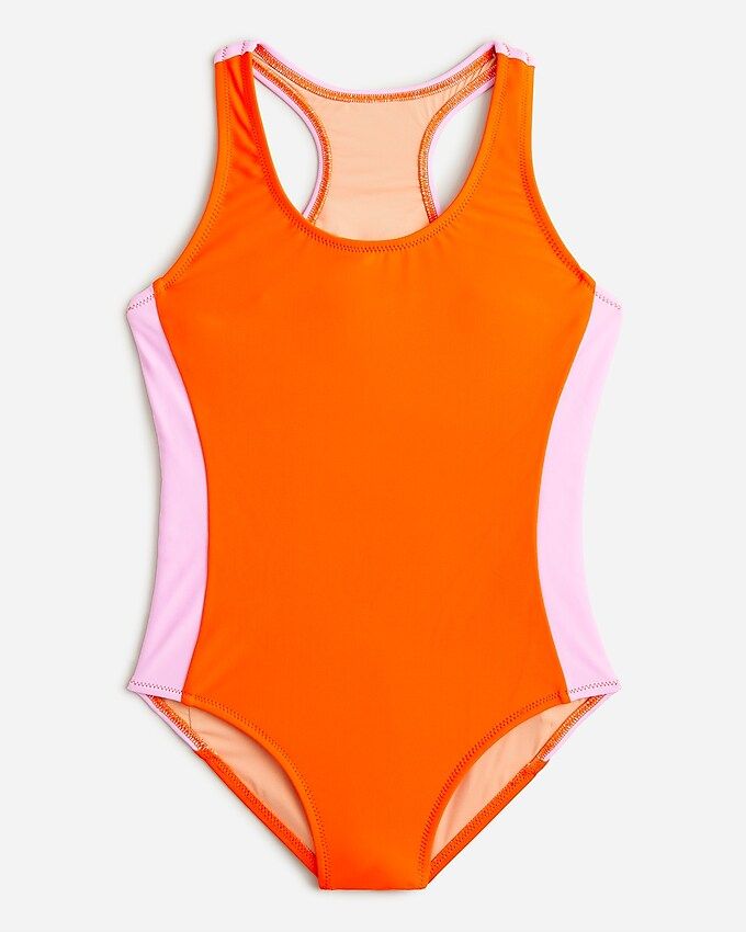 Girls' colorblock racerback one-piece swimsuit with UPF 50+ | J.Crew US