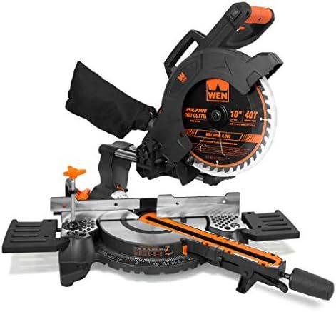 WEN MM1011 15-Amp 10" Single Bevel Compact Sliding Compound Miter Saw with Laser | Amazon (US)