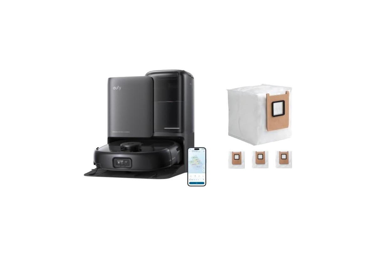 eufy E25 Omni Robot Vacuum Self-Cleaning All-in-One Station + Official Dust Bags - Black | Macy's