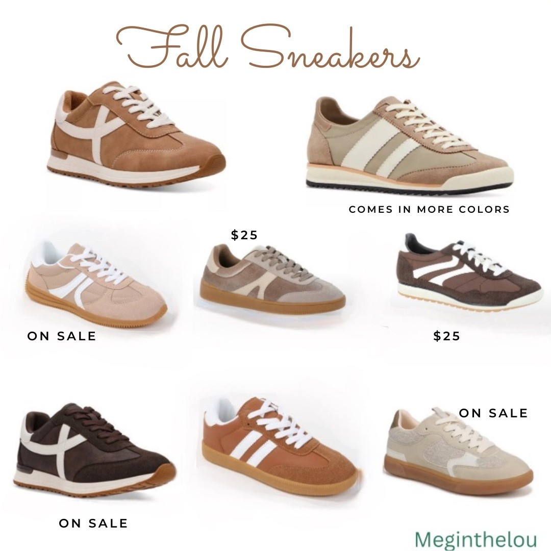 Sneakers - starting at $25! Most come in more colors, too. 


#LTKShoeCrush #target #walmart #macys #salefinds #under25 #budgetfriendly #fall #fallfashion #fallshoes #brownshoes #tanshoes #tennisshoes 

#LTKFindsUnder50 #LTKStyleTip #LTKSaleAlert