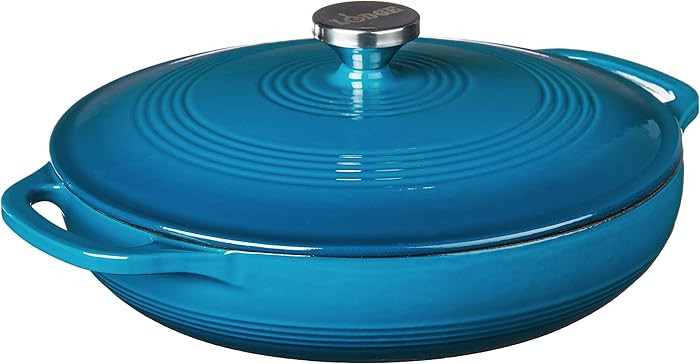 Lodge 3.6 Quart Enameled Cast Iron Casserole with Lid – Dual Handles – Oven Safe up to 500° ... | Amazon (US)