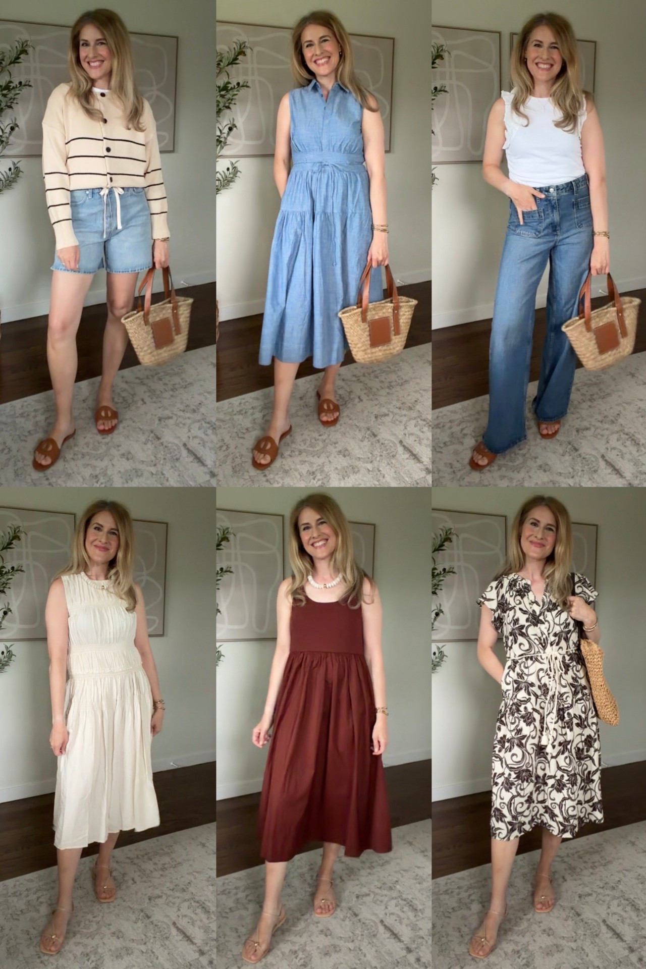 Walmart late summer to early fall outfits with pieces I love! Size small sweater, size small chambray dress, size small ruffle tank, size medium for the smocked Grecian dress, the brown tank dress and the cotton floral shirt dress. #walmartfashion #walmartfashion

#LTKOver40
