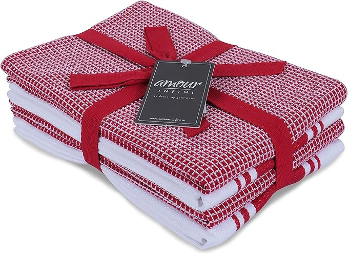 AMOUR INFINI Cotton Kitchen Towels Set of 4 Highly Absorbent, Ultra Soft Waffle Weave Tea Towel w... | Amazon (US)