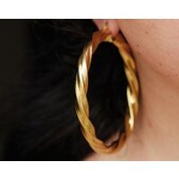 Huge thick hoop earrings 9cm,18k Gold plated twisted large circle hoop earrings, 90mm earrings | Etsy (US)