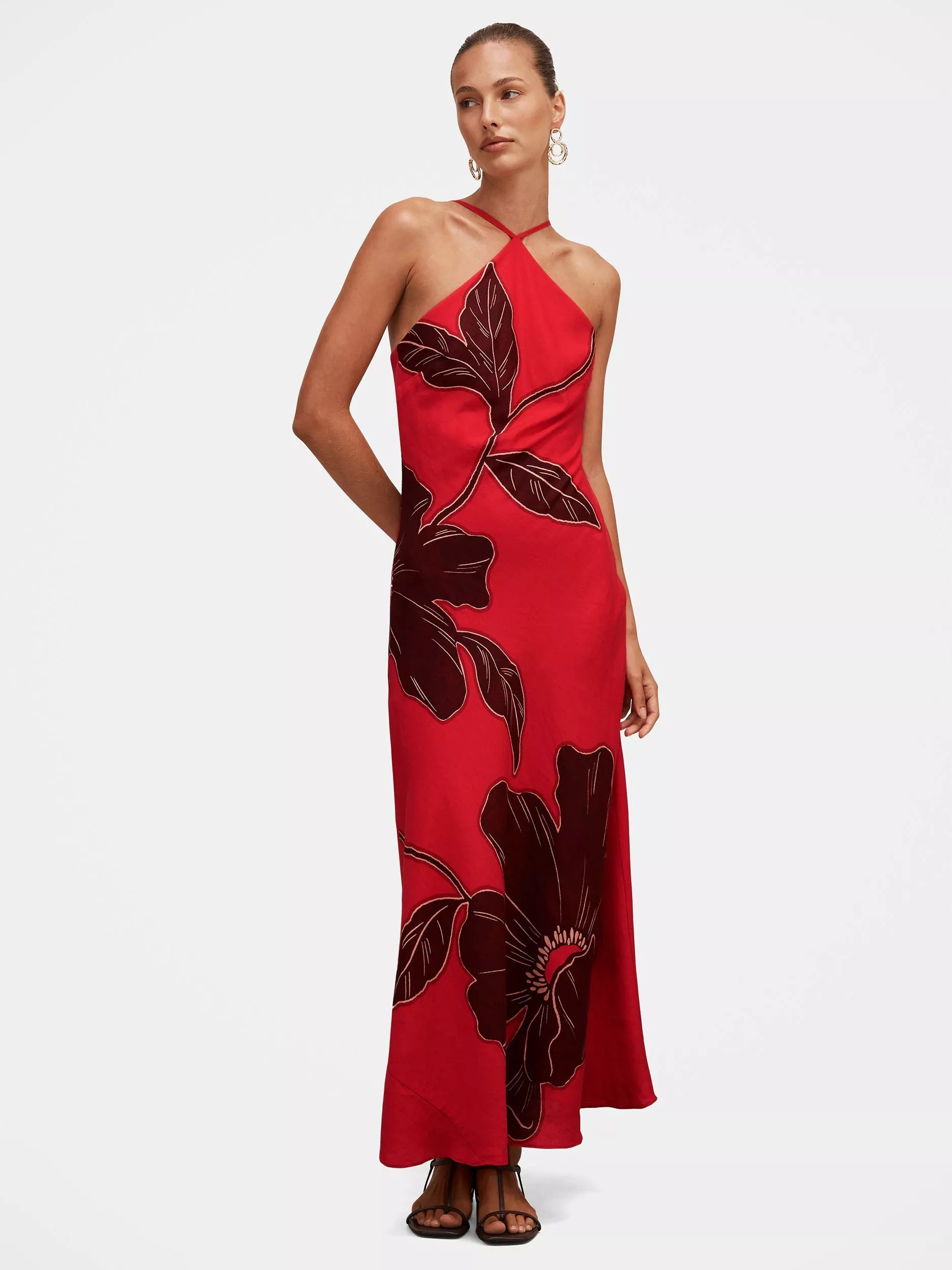 Forever New Nova Floral Arrow Neck Maxi Dress, Red Dryden | John Lewis (UK)