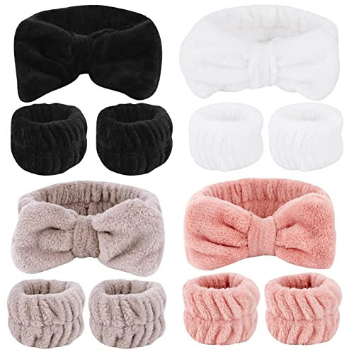 Tihebax 12PCS Spa Headband and Wrist Towels for Face Washing Set, Cute Soft Microfiber Makeup Headband for Women Girls, Highly Absorbent Wristband for Washing Face, Shower Skincare | Amazon (US)