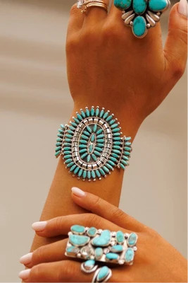 "Eclipse" Kingman Turquoise Cuff Bracelet | Glitzy Bella