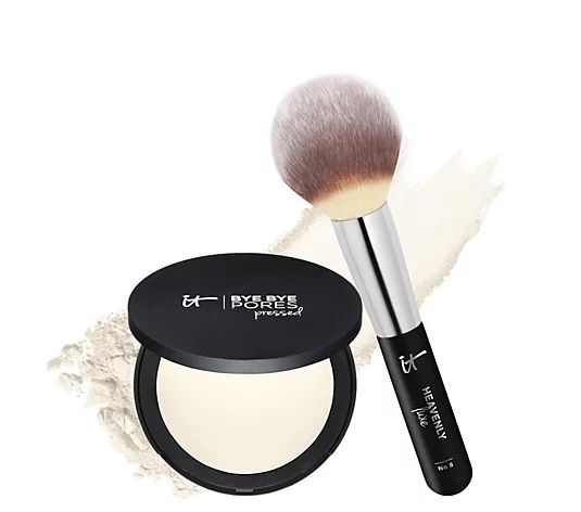IT Cosmetics Bye Bye Pores Pressed Silk Airbrush Powder with Luxe Brush - QVC.com | QVC
